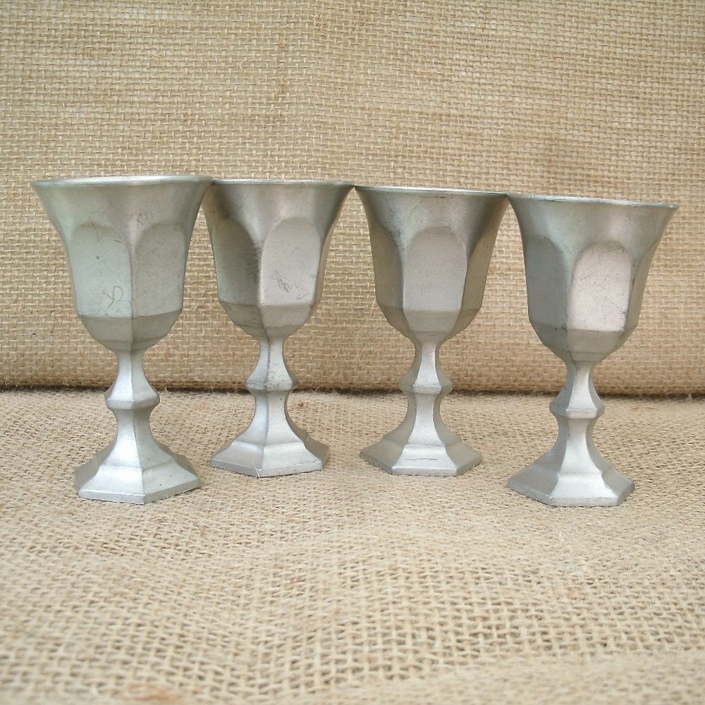 Vintage Leonard Pewter Cordial Glasses Set of 4